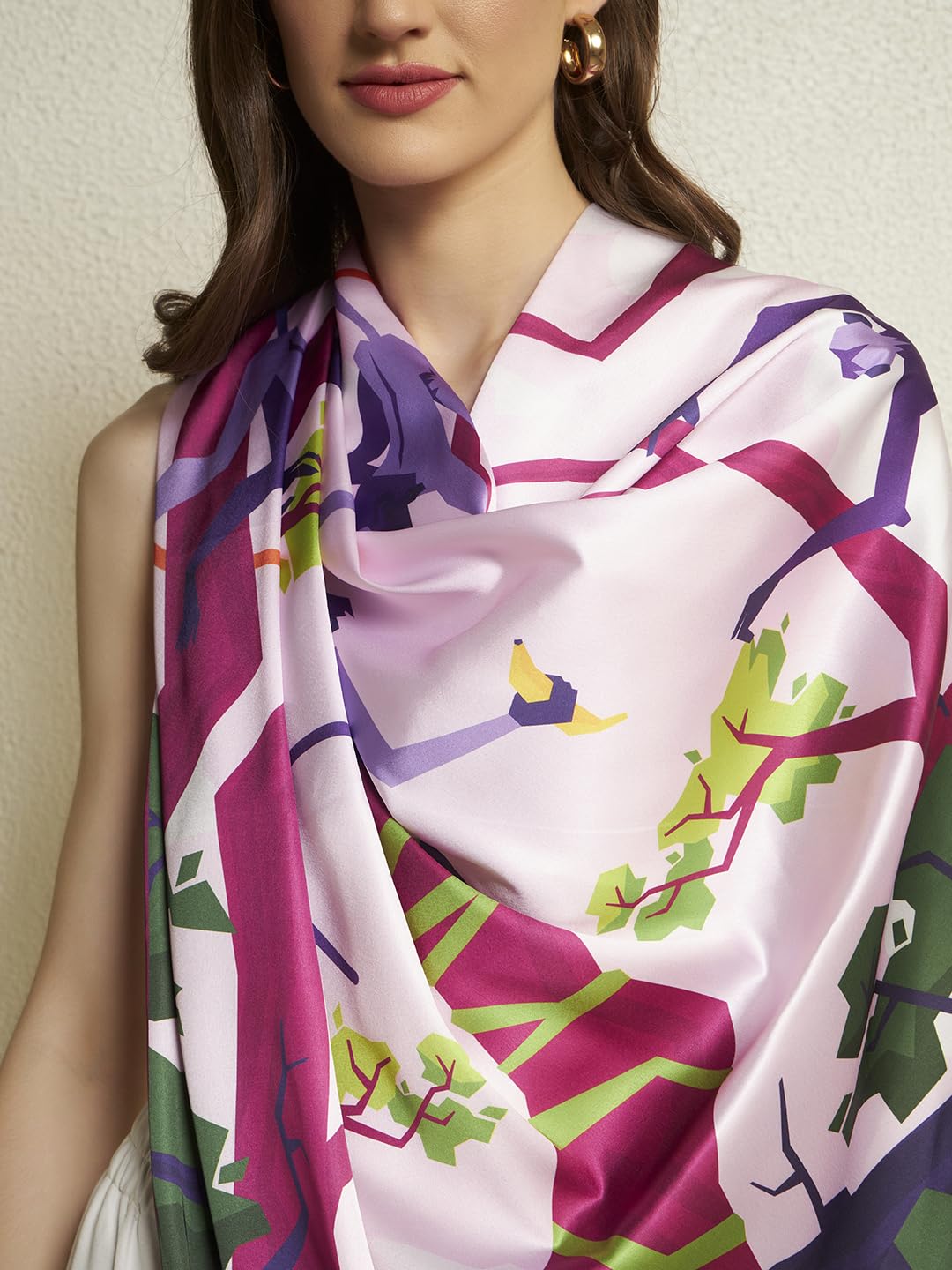 Ravaiyaa - Attitude is everything Women Silk Digital Print Large Square Scarf Breathable Lightweight Neckerchief Printed Headscarf 40 x 40 Inch (Purple Monkey)