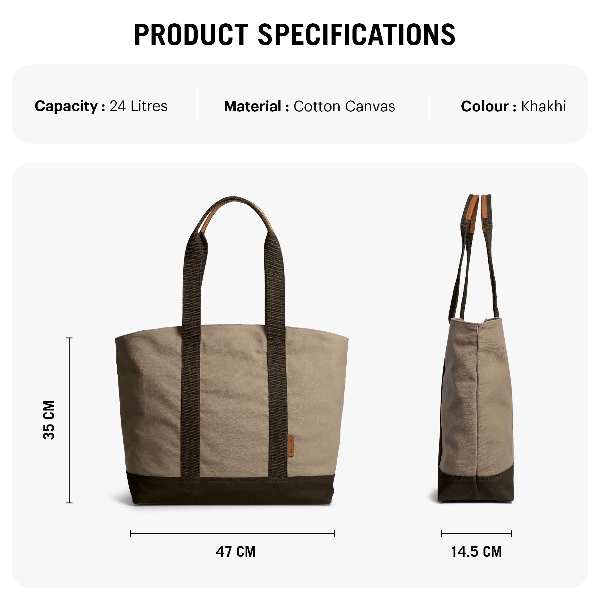 DailyObjects Khaki Beige-Clove Field Tote Bag |Canvas Tote Shoulder Bag Fits upto 14 Laptop for Women and Men Work & Daily Use |Handcrafted from premium cotton canvas perfect for Work & Daily Use