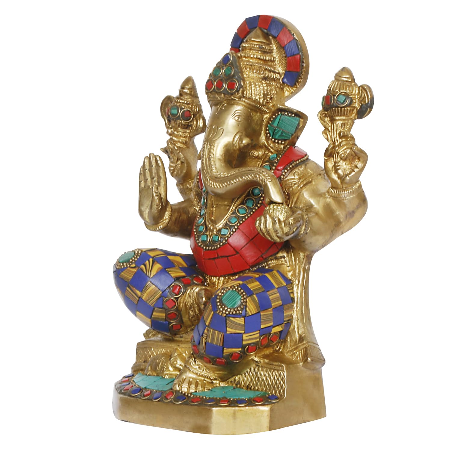 ARTVARKO Lord Ganesha Idol Brass Ganesh Murti Statue Handmade Ganpati Temple Diwali Puja Home Decor Gift 8 Inches