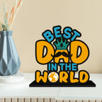 Artvibes Best Dad in the World Quotes Table Decor for Office Desk | Home Decoration Items | Living Room | Modern Art Wooden Showpiece Decorative Gift item (SP_1190)