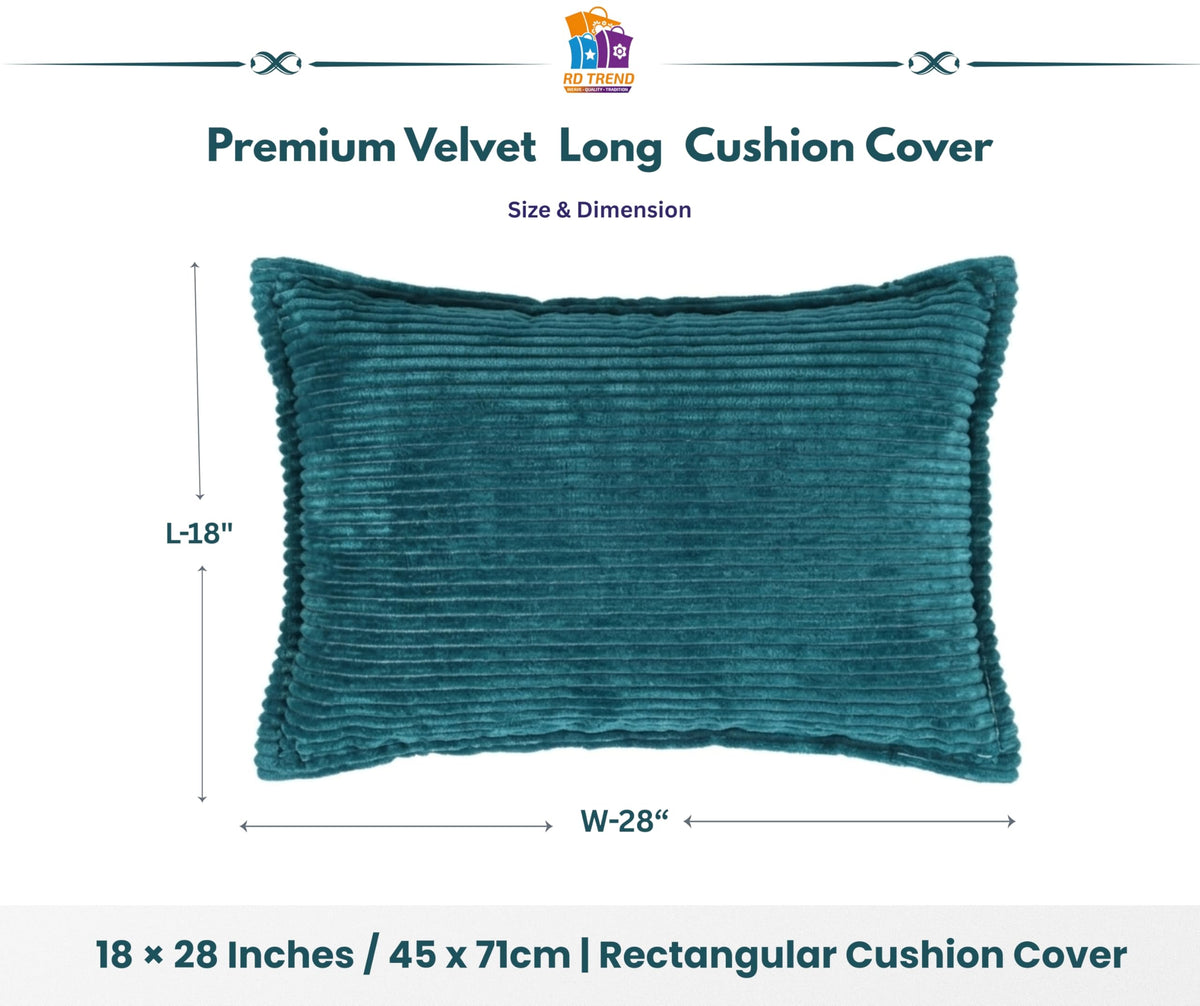 RD TREND® Corduroy Cushion Cover Set of 2, Striped Double Sided Decorative Throw Pillowcases for Sofa, Bed & Living Room Rectangular Long Cushion Covers 18x28 inches | Crash Blue