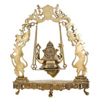 SVARUP Brass Ganesha On Jhoola Swing Showpiece, Beautiful Handcrafted Brass Ganesh Statue 18 Inch