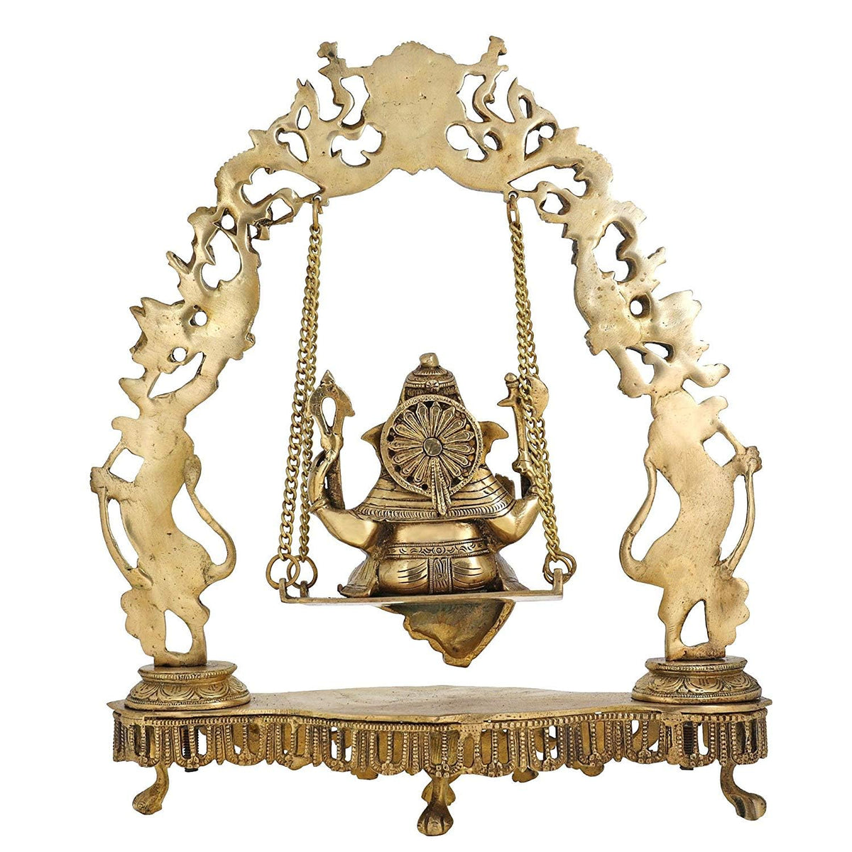 SVARUP Brass Ganesha On Jhoola Swing Showpiece, Beautiful Handcrafted Brass Ganesh Statue 18 Inch