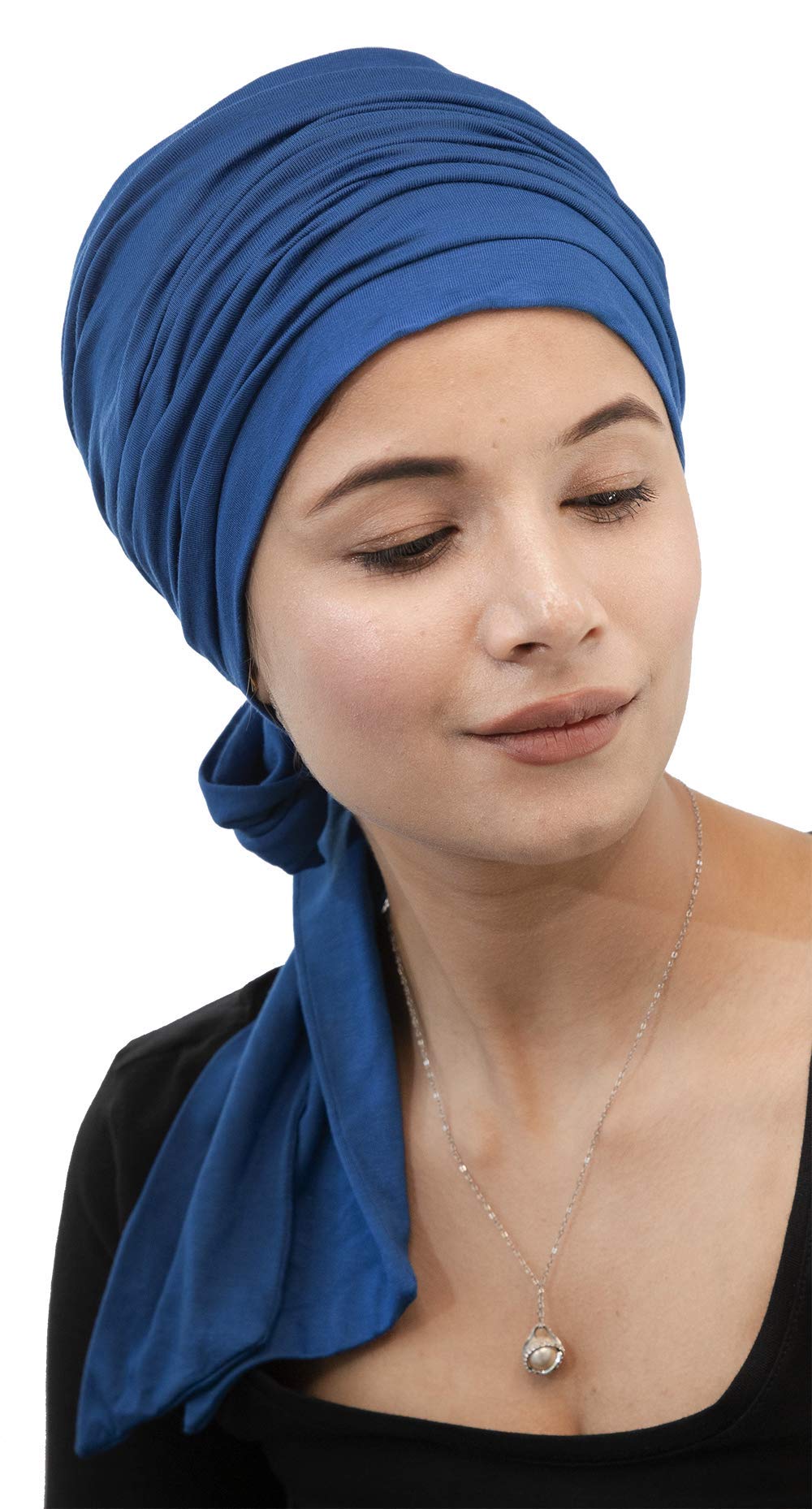 The Headscarves Women's Bamboo Viscose Prana Scarf (HS131_Classic Blue)