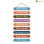 Artvibes Rules for Life Quotes Designer Hanging Wooden Art | Quotes Decor Item | Wall Accent | Office Decoration Item | Inspirational Quotes Wall Art | Mdf Decoration | Gift Items (WH_9310N)