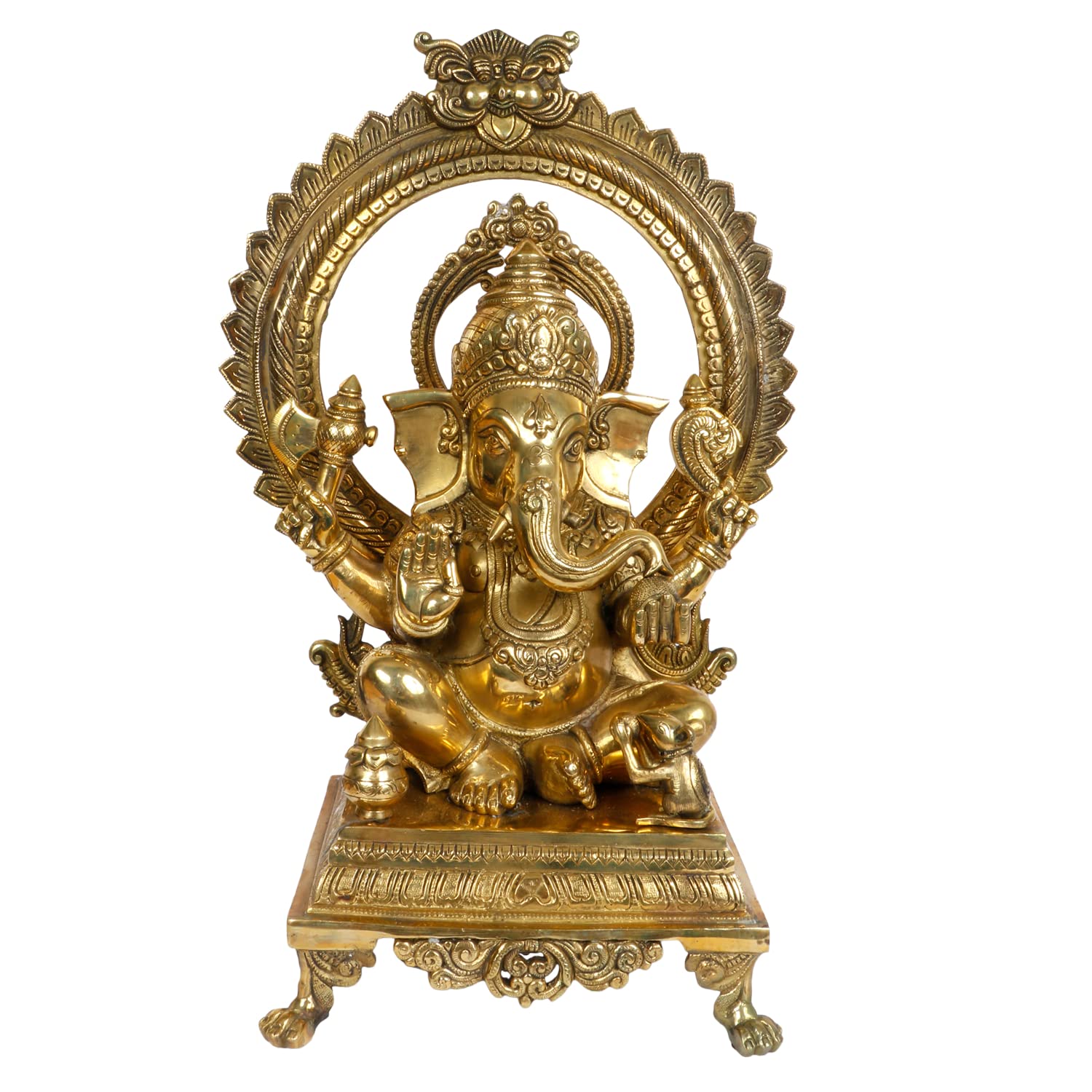 ARTVARKO Big Brass Ganesha Idol Ganesh Bhagwan Large Statue God Ganpati Murti for Home Pooja Entrace Décor Good Luck Vastu Decoration Showpiece 20 Inch