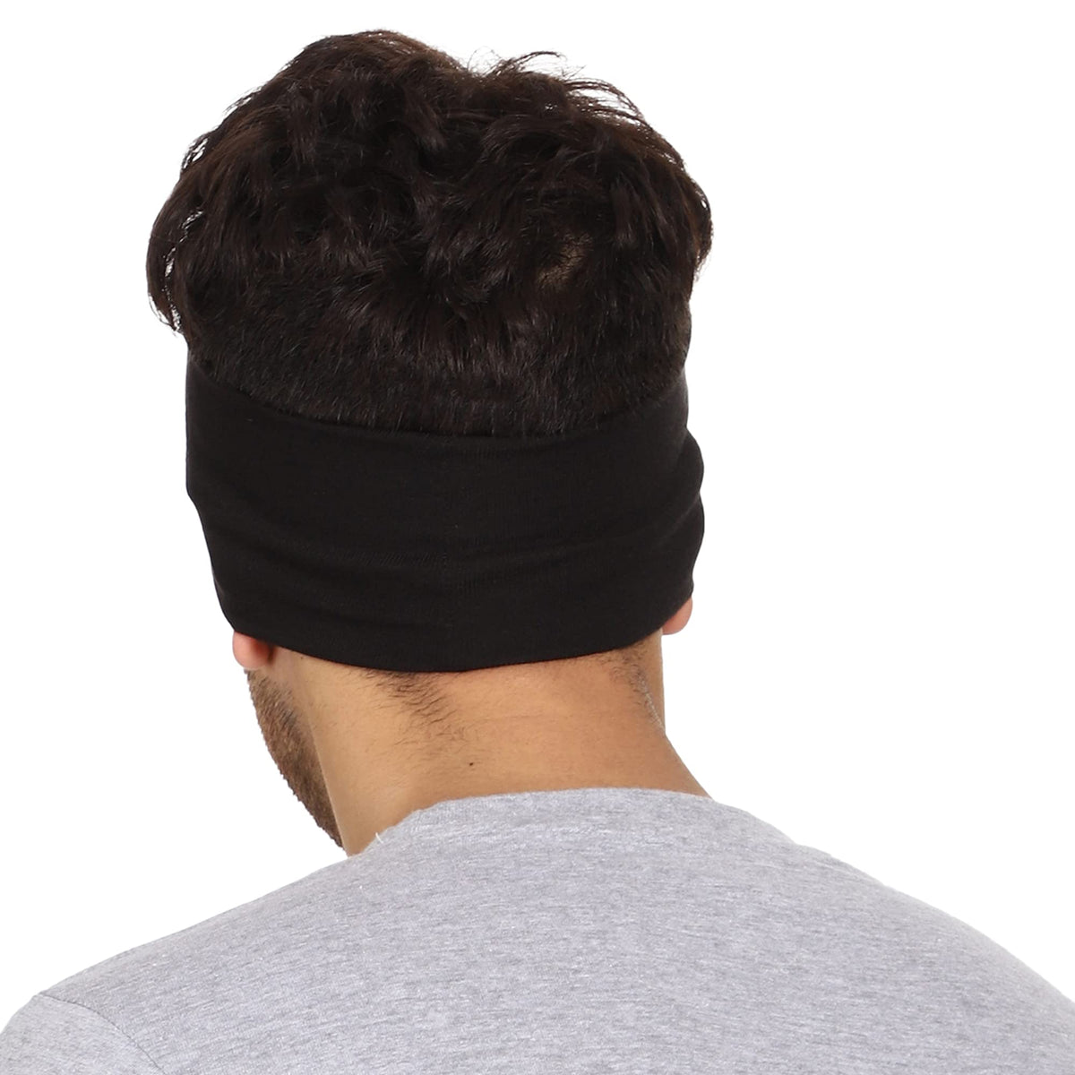 Gajraj Wide, Moisture Wicking and Non-Slip Exercise Workout Cotton Headband for Men and Women (Pack of 2) (Black-Black)