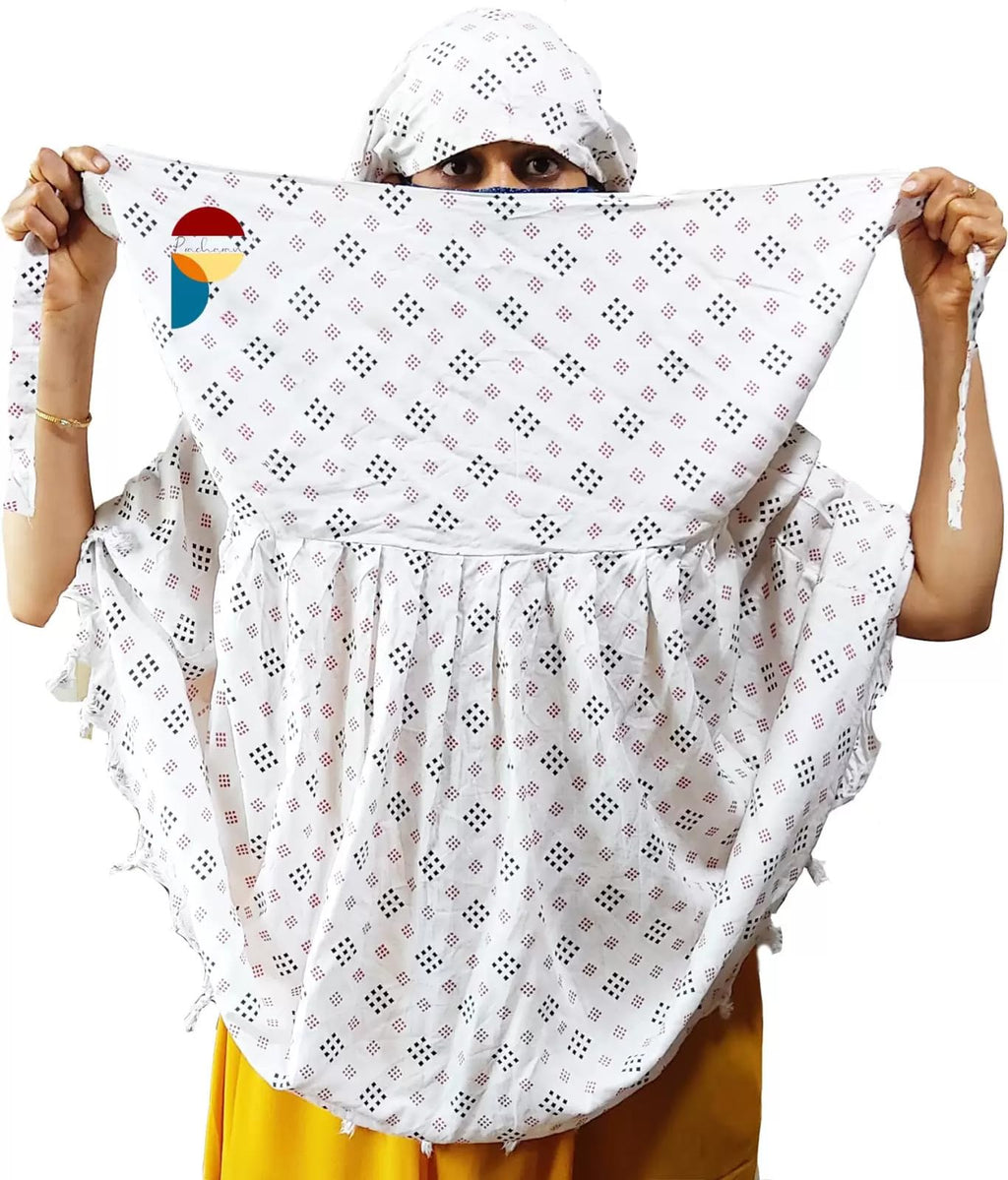 PRACHARAN Fancy Stylish Printed Pattern Driving Cotton Scarf With Sun Protection Cover Face for Women and Girls (Chex Bandhani)