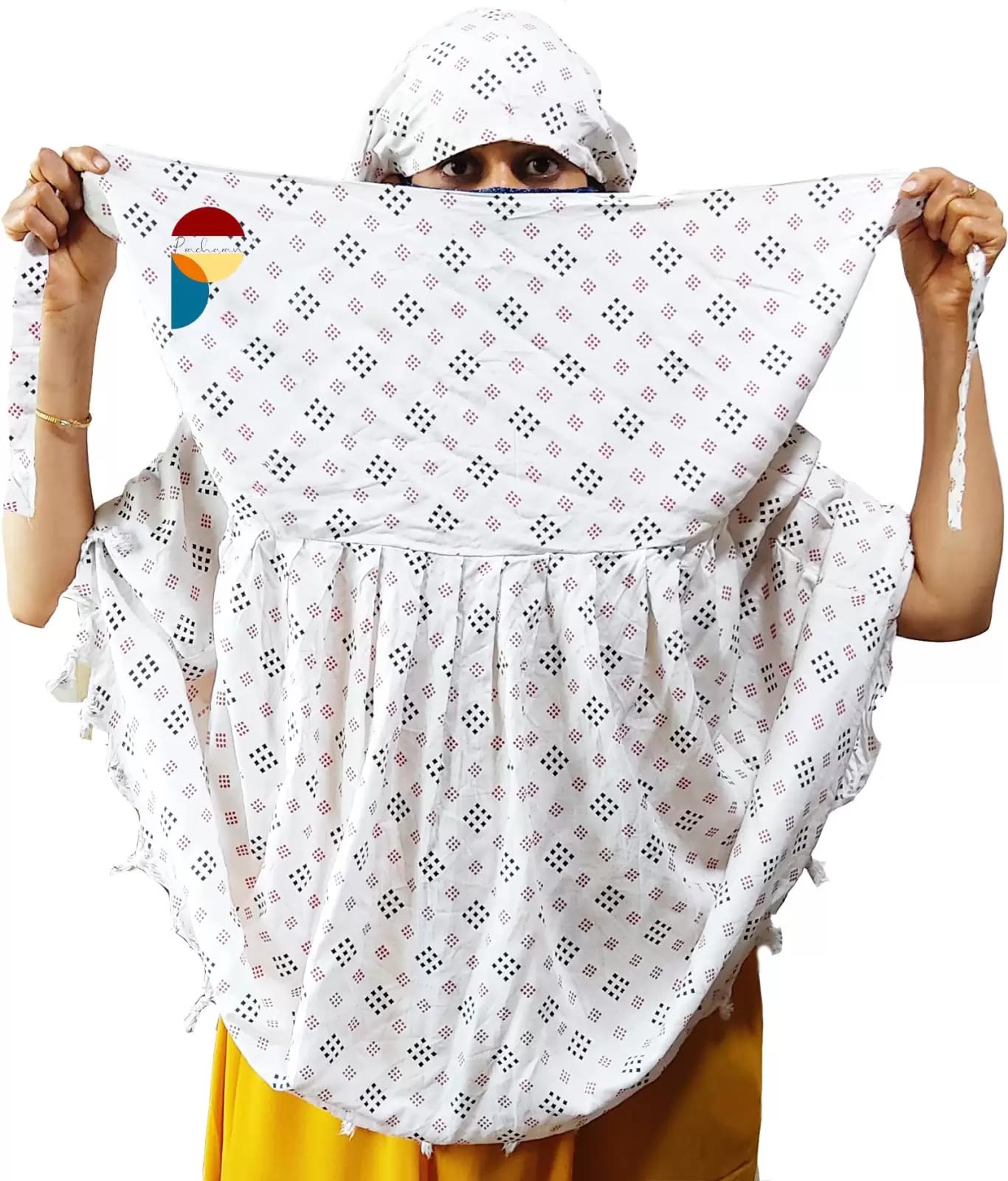 PRACHARAN Fancy Stylish Printed Pattern Driving Cotton Scarf With Sun Protection Cover Face for Women and Girls (Chex Bandhani)