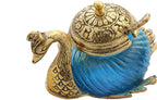 Prince Home Decor & Gifts Metal Duck Tray with Gold Bowl – Elegant Silver Finish Dry Fruit & Candy Serving Dish – Decorative Table Accent for Home, Festive Gifting & Centerpiece Display