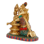 Svarup Brass Sitting Ganesha Idol in Multicolor Height 10 Inch Weight 2.4 Kg