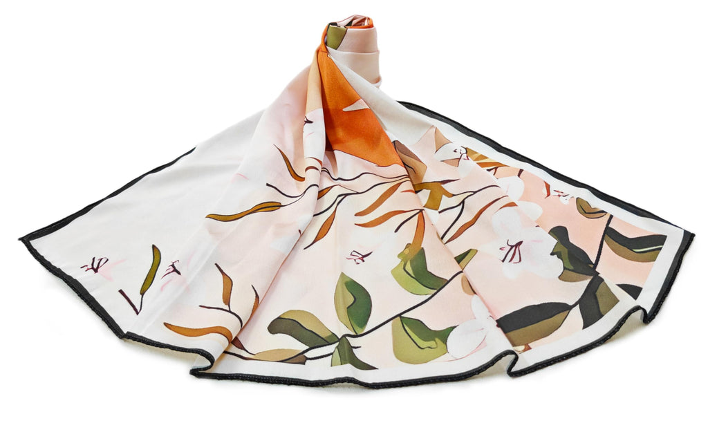 ONE ECHELON Satin Silk Small Neckerchief Square Scarf (Lady in the Sun)
