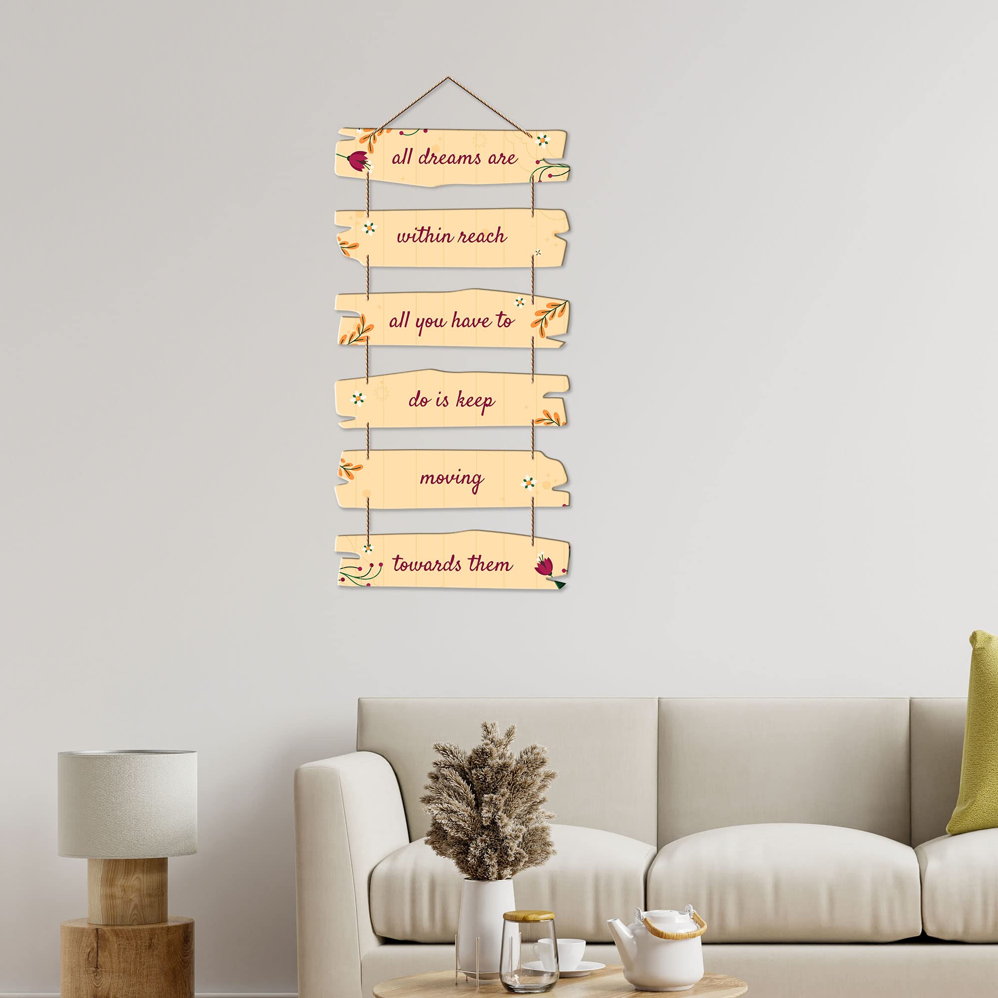 Artvibes Decorative Wall Hanging Wooden Art Decoration item for Living Room | Bedroom | Home Decor | Gifts | Quotes Decor Item | Wall Art For Hall | Mdf Wall Decoration, Set of 6 (WH_3222NR)