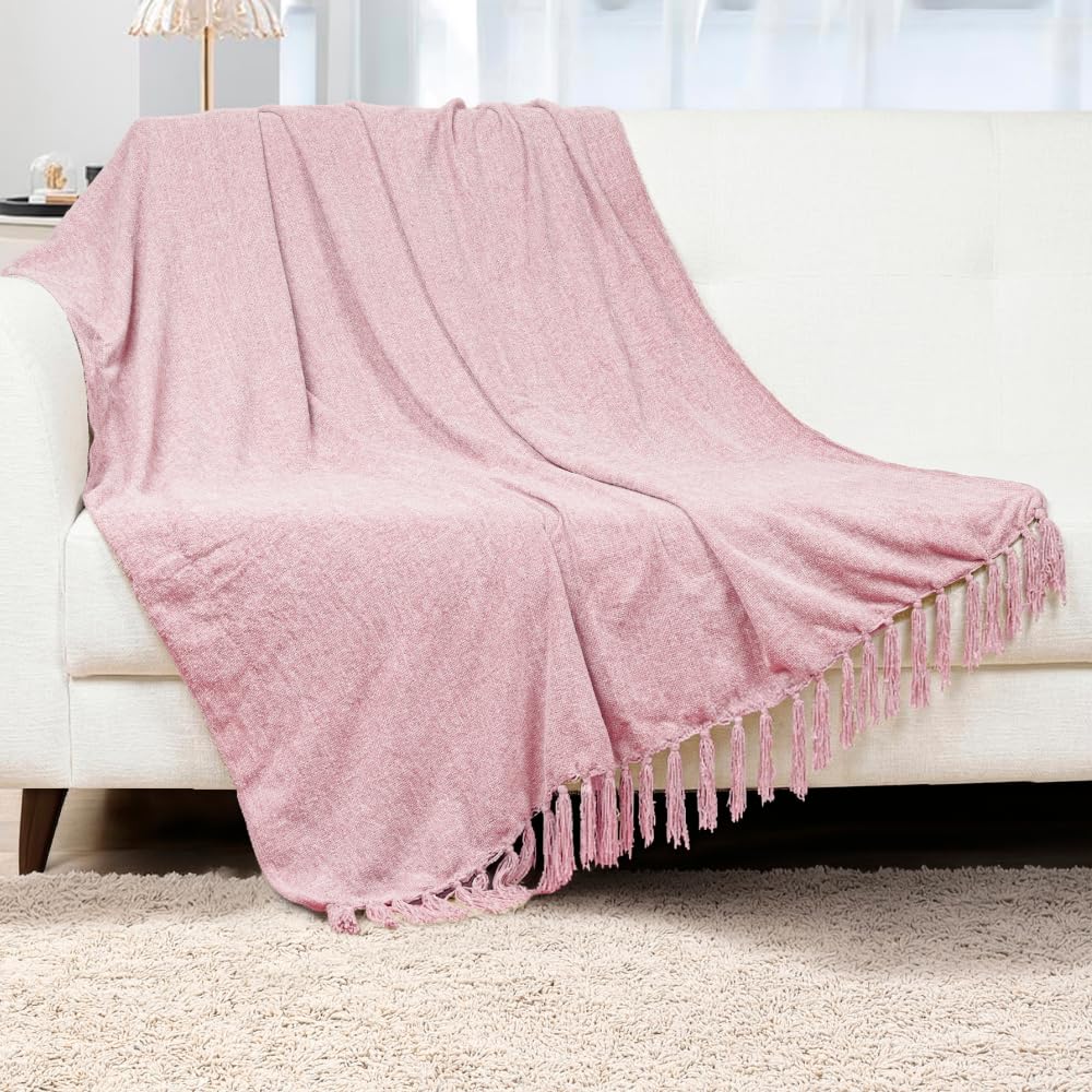 HOMADORN Luxury Chenille Throw Blanket for Sofa & Bed | Ultra Soft Plush Cozy Throw | Lightweight Warm Decorative Blanket | Washable Luxury Throw for Living Room, Bedroom (Solid Textured) Kafalo