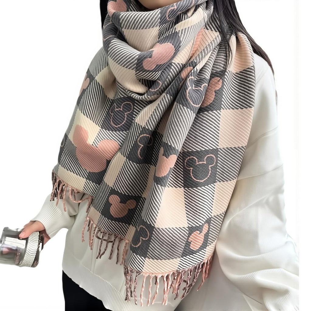 SANNIDHI Winter Scarf for Women 176x32cm Checkered Cashmere-Feel Soft Scarf