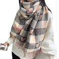 SANNIDHI Winter Scarf for Women 176x32cm Checkered Cashmere-Feel Soft Scarf