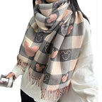 SANNIDHI Winter Scarf for Women 176x32cm Checkered Cashmere-Feel Soft Scarf