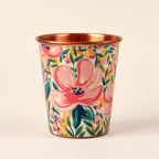 Chumbak Tropical Lilies Copper Tumbler – Small, 275ml Capacity, Hand-Painted Floral Design, Pure Copper Drinkware, Corrosion-Resistant, Ideal for Water Storage & Home Décor Gift