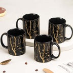 The Earth Store Black Copper Pipe Coffee Mug Set of 4 Ceramic Mugs to Gift to Best Friend, Tea Mugs, Microwave Safe Coffee Mugs,