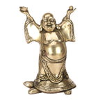 ARTVARKO Feng Shui Laughing Buddha Standing on Tortoise Brass Statue Happy Man for Good Luck Wealth Prosperity at Home, Office and Business 9 Inches