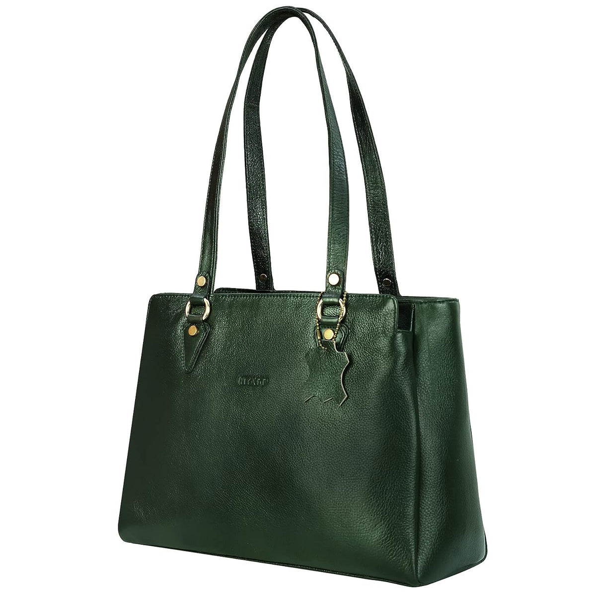 RICHSIGN LEATHER ACCESSORIES Full-Grain Natural Leather Top-Handle satchel Handbags & Shoulder tote Bags For Women (Dimension- L-13 X H-10 x W- 5 Inch | Weight- 0.8 KG / 800 GR (GREEN)