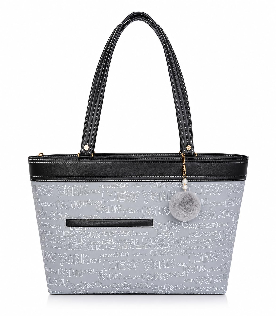 OPULLENT Large Capacity Tote Bag For Women Grey & Black
