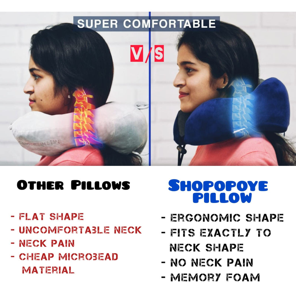 trimonk Travel Neck Pillow with Eye Mask for Airplane, Car, Train, Bus, Grey