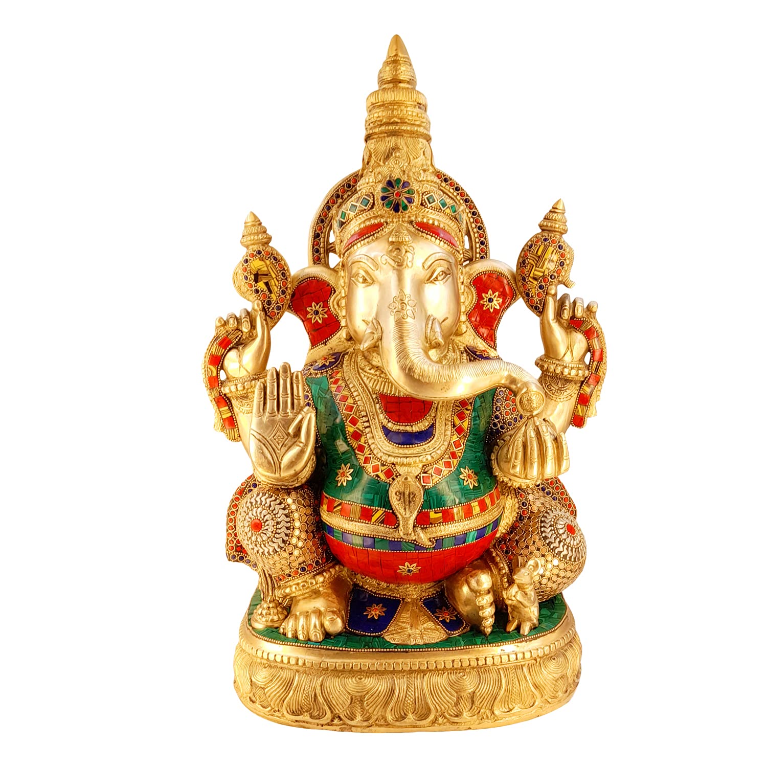 Svarup Brass Ganesha Idol for Home Decoration Ganpati Statue Murti for Gift Height 20 Inch Weight 23 Kg Color Multicolor