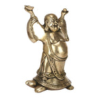ARTVARKO Feng Shui Laughing Buddha Standing on Tortoise Brass Statue Happy Man for Good Luck Wealth Prosperity at Home, Office and Business 9 Inches