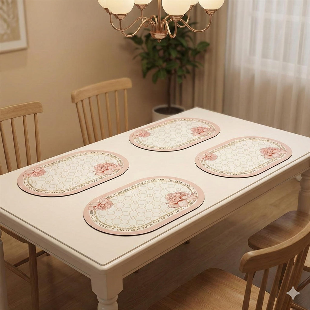 YELONA Leather Dining Table Placemats Set of 4 – Waterproof, Heat Resistant, Anti-Slip, Easy to Clean Table Mats for Dining Table, Kitchen & Home Décor (Peach Fuzz, 40 x 30 cm)