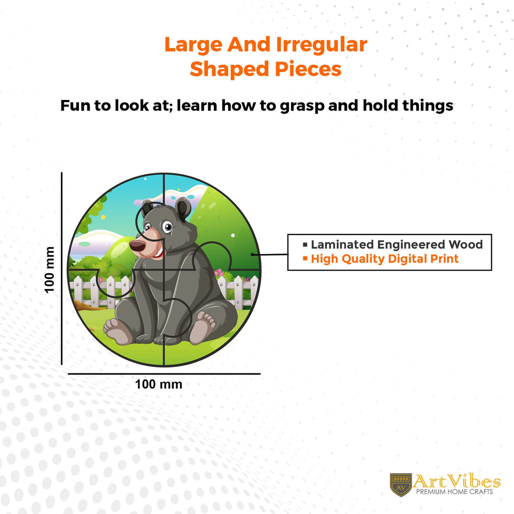 Artvibes Wooden Jigsaw Puzzle Games for Children & Kid | Animal Jigsaw Puzzles for Kid's of Age 2-5 Years | Puzzle Toys for Kids | 4 Pieces (PZ_608N)