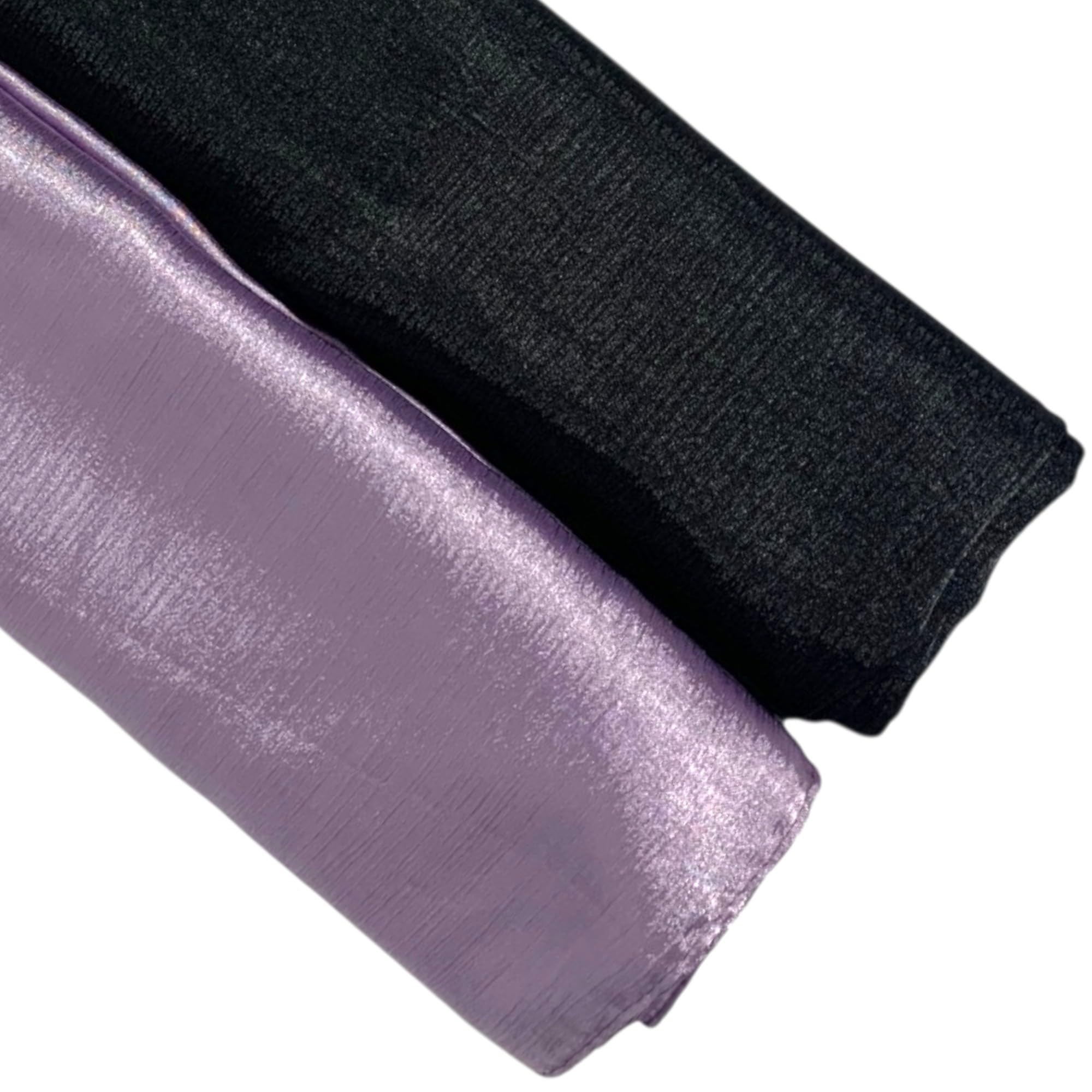 ABZURA Premium Muna Satin Scarf | Soft, Shiny & Stylish | Pack of 2 | 200 cm x 70 cm (LAVENDER-BLACK)