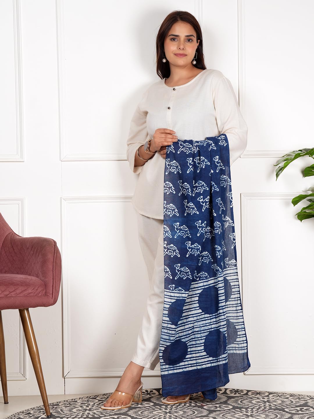 RAI SAHAB Printed Cotton Scarf for Women, Lightweight Soft Scarves Stoles for Summer & Winter