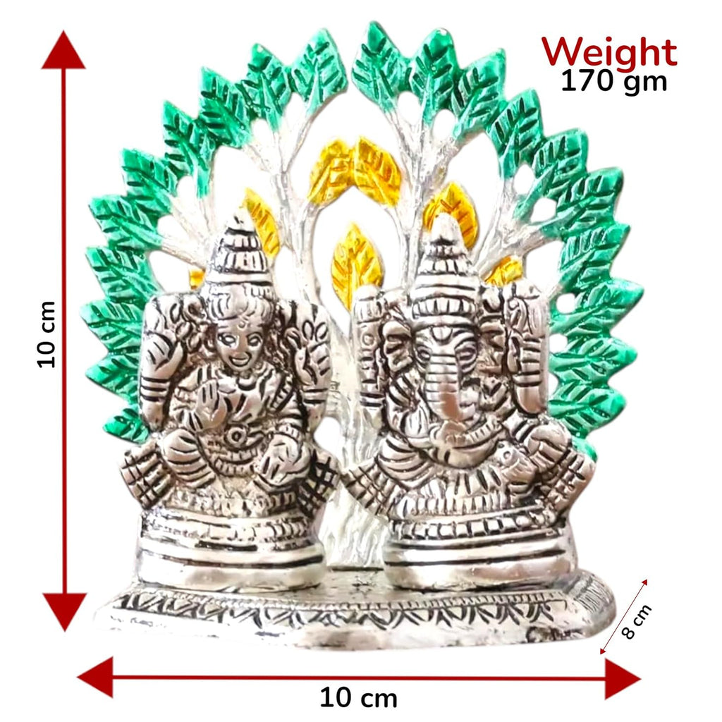 KridayKraft Mini Laxmi Ganesh Murti – Divine Lord Idol for Home & Office Décor, Intricately Designed Pooja Statue & Spiritual Showpiece for Living Room, Bedroom, Temple (Silver)