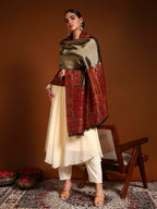 Pashmoda Women Zarvash Fine Wool Kaani Shawl, Authentic Kashmiri Luxury Pashmina Style Shawl, Stole, Medium Gents Lohi, Size (40x80 Inches, Maroon Color) ZSS06