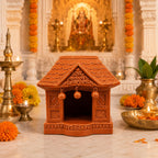 Handcrafted Terracotta Mini House Temple, Traditional Indian Clay House for Puja Setup and School Projects, Mitti ka ghar