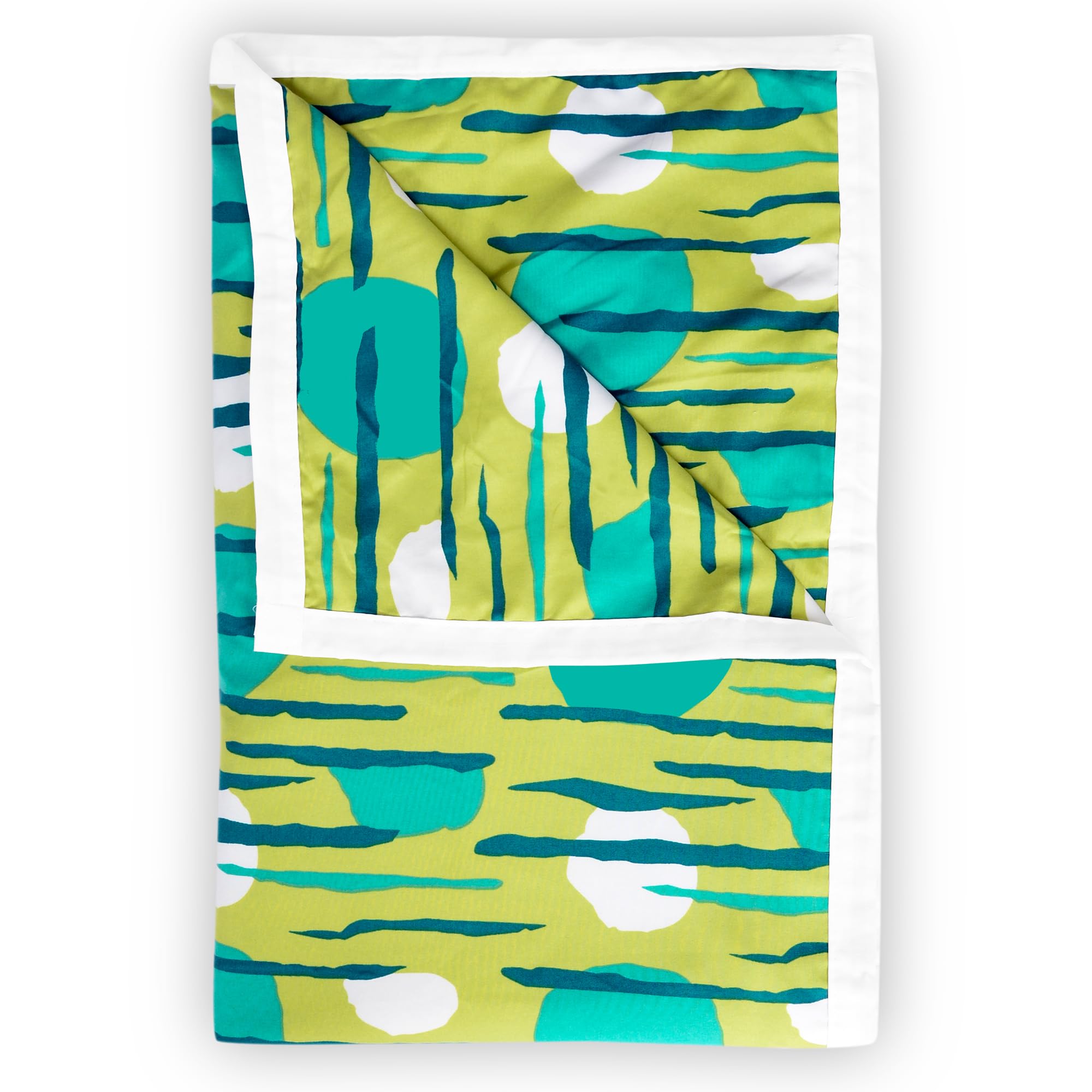 Divine Casa 120 GSM Microfiber Single Dohar | Soft & Lightweight Throw Blanket | Cozy & Breathable | All-Season Comfort | 210 x 140 CM | Abstract Geometric Pattern | Olive Green & Teal Kafalo