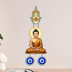 Artvibes Meditating Buddha Wall Hanging with Hamsa Hand and Evil Eye Protection Charm | Spiritual Home Decor for Meditation and Mindfulness | Decorative Hanging for Living Room | Yoga Space (WH_8599N)