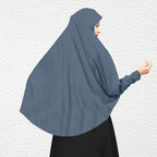 Women’s Modest Khimar Hijab | Full Coverage Long Head Scarf for Namaz, Abaya | Soft Breathable Islamic Hijab for Girls & Women (Grey)