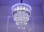 swanart Zephyra Rotating Crystal Chandelier with Multi Color LED, Bluetooth Music System, 3-Tier K9 Crystal Ceiling Light for Living Room, Bedroom & Luxury Interiors