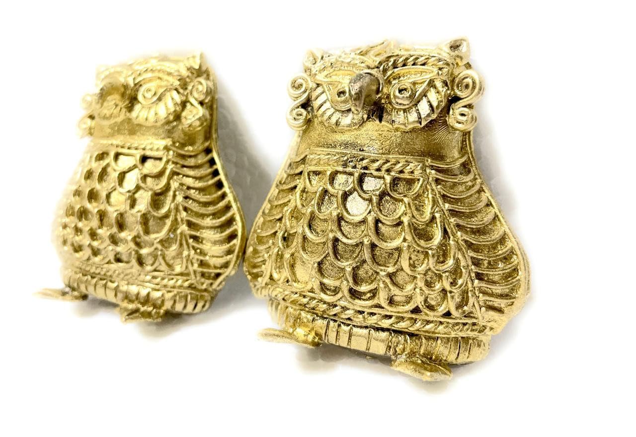 Craft Triangle Brass Dokra/Dhokra Artwork of an Owl for Home Decor | Handcrafted Art Work, Traditional Home Decor (Golden, 50 X 15 X 55 Mm)