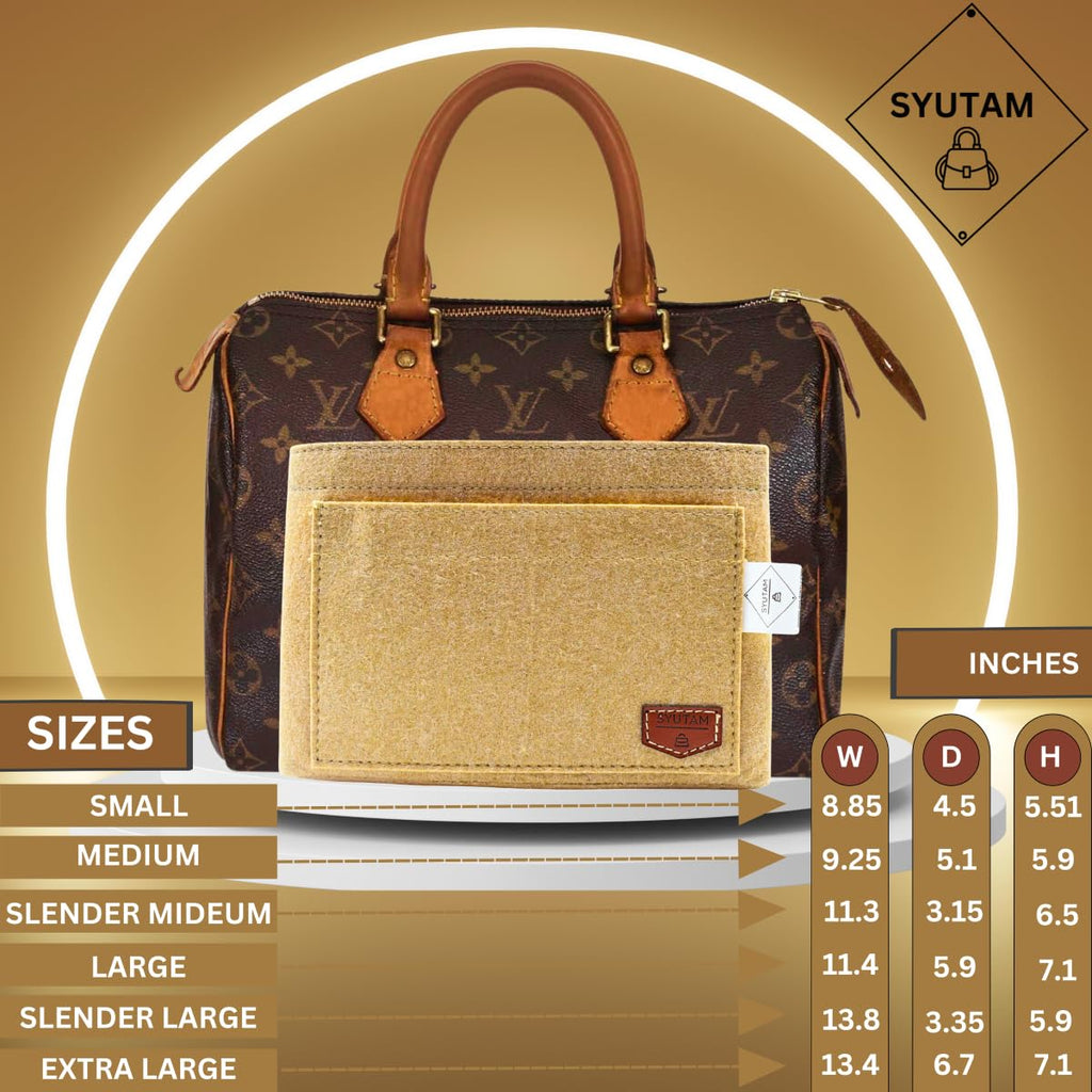 SYUTAM Women Felt Purse Organizer Insert for Ladies Handbag, Tote, Hobo Bag Storage & Purse Divider, Multiple Storage Compartment - Beige(11.4x5.9x7.1) inch (Large)
