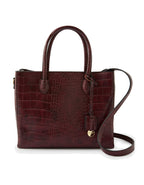 Accessorize London Women's Maroon Faux Leather Gemma Croc Handheld Tote Bag