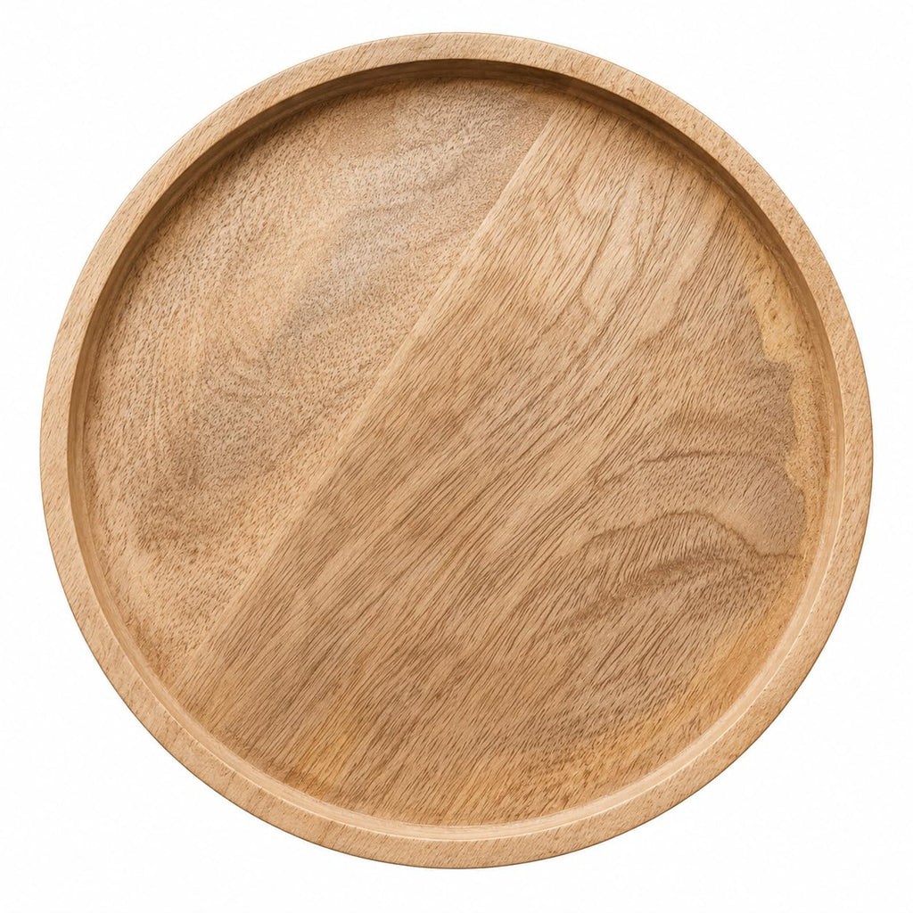 Round Wood Tray for Home Decor, Wooden Serving Tray, Decorative Trays for Home Decor, Wood Tray for Serving Snacks and Breakfast