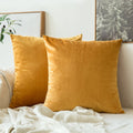 Khooti Velvet Cushion Cover, 26x26 | Gold | Pack of 3 | Solid Plain Soft & Smooth, Decorative Cushion Covers for Living Room, Bedroom, Couches, Chairs, Sofas, Beds & Home Decor