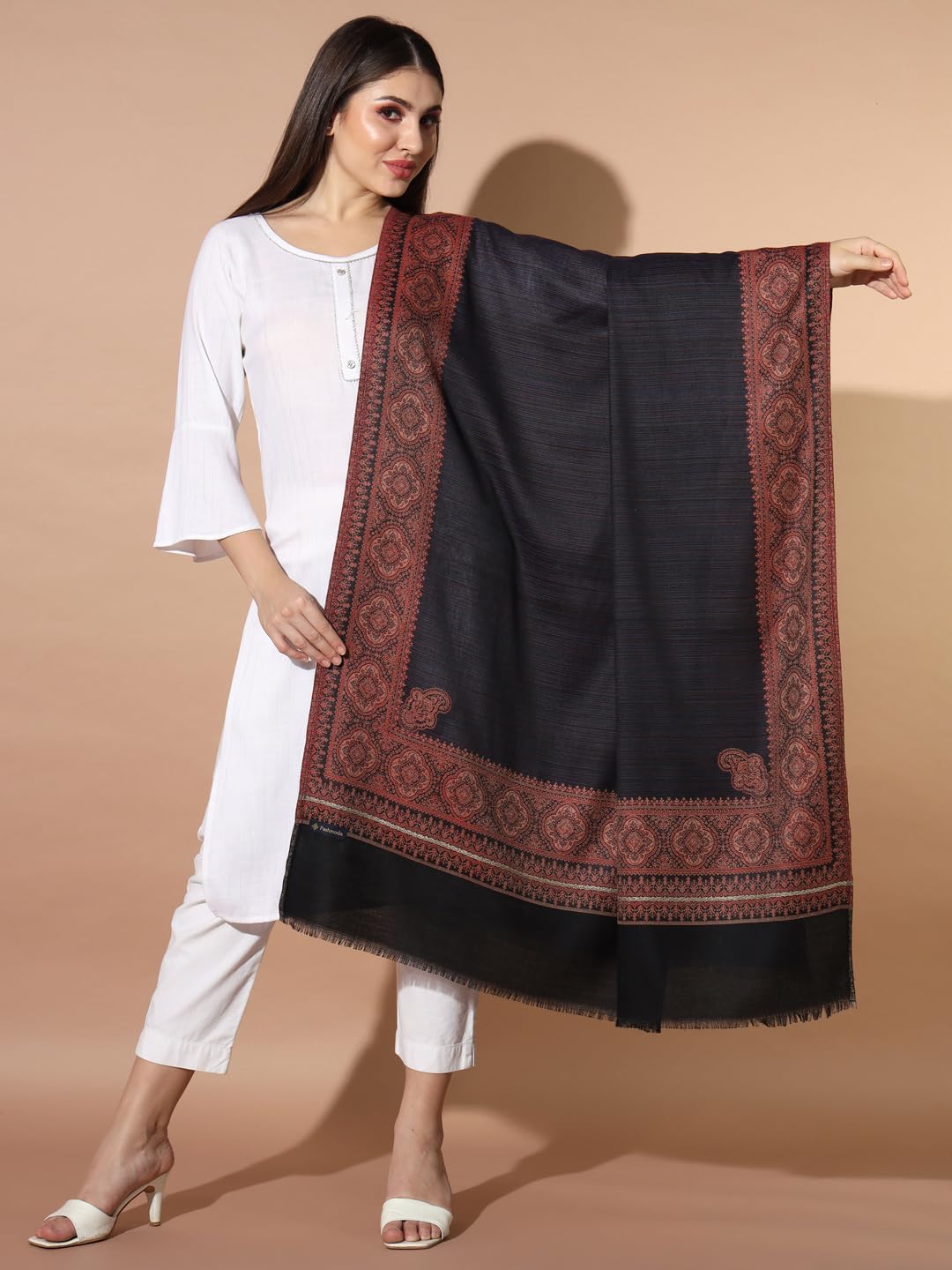 Pashmoda Women Chaman Woven Design Jamawar Shawl (Size 101X203 CM)