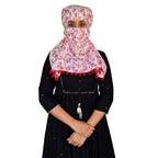 Switchon Pure Cotton Innovative scarf Hijab for Women with closer 3 inch Hook and Loop Tape for size adjustment for 12 yrs and above (Multi_Red)