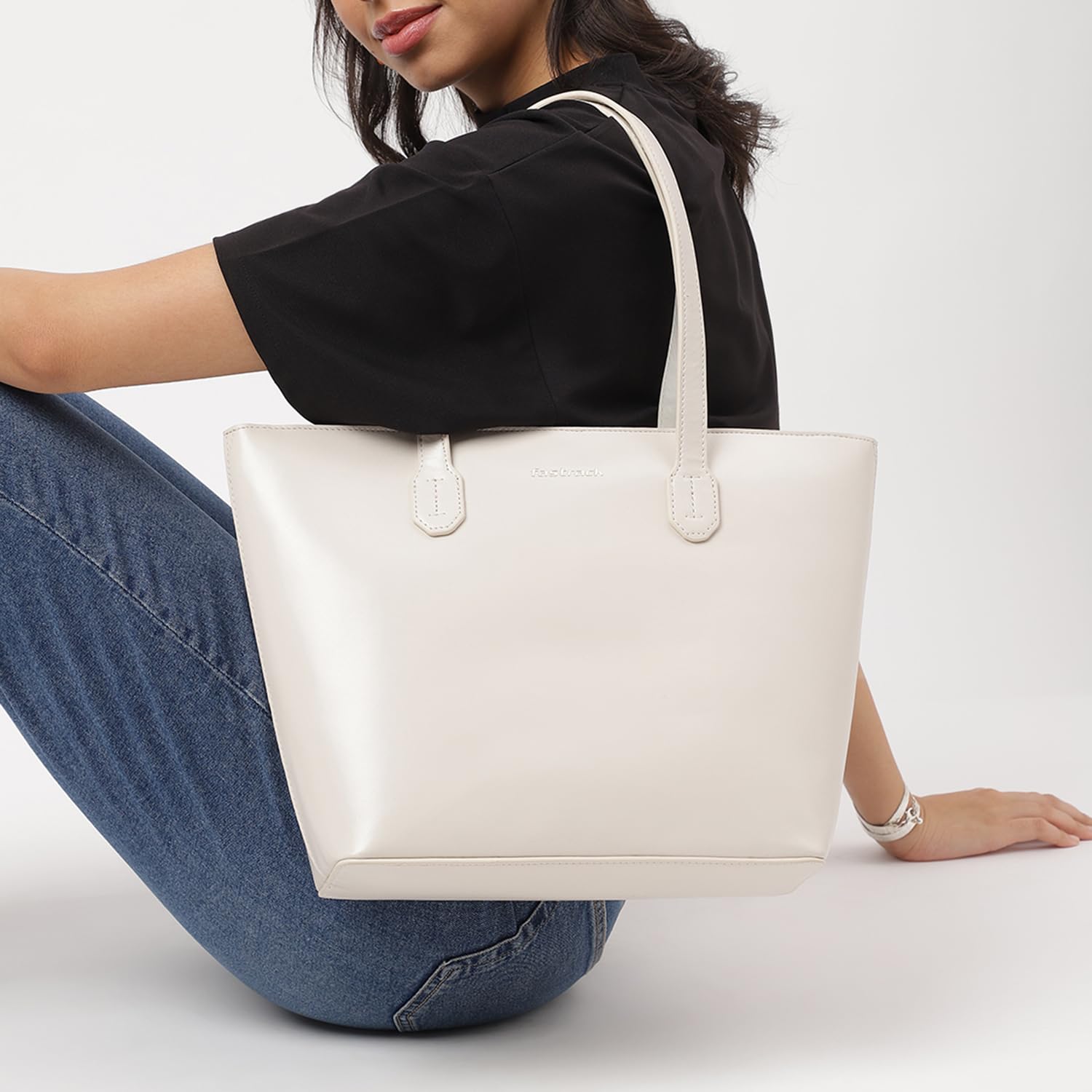 Fastrack Solid Tote Bag for Women, Girls and Ladies | Ladies Purse Handbag with Zipper Closure