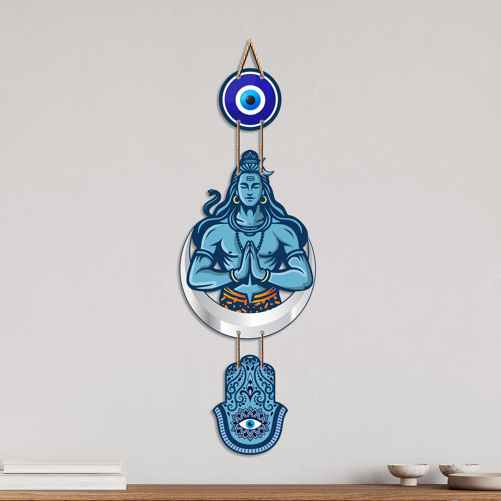 Artvibes Lord Shiva Namaste Evil Eye Wall Hanging for Home Entrance | Spiritual MDF Wall Decor | Vastu Decorative Art for Living Room | Temple & Office | Gift Item (WH_8589N)
