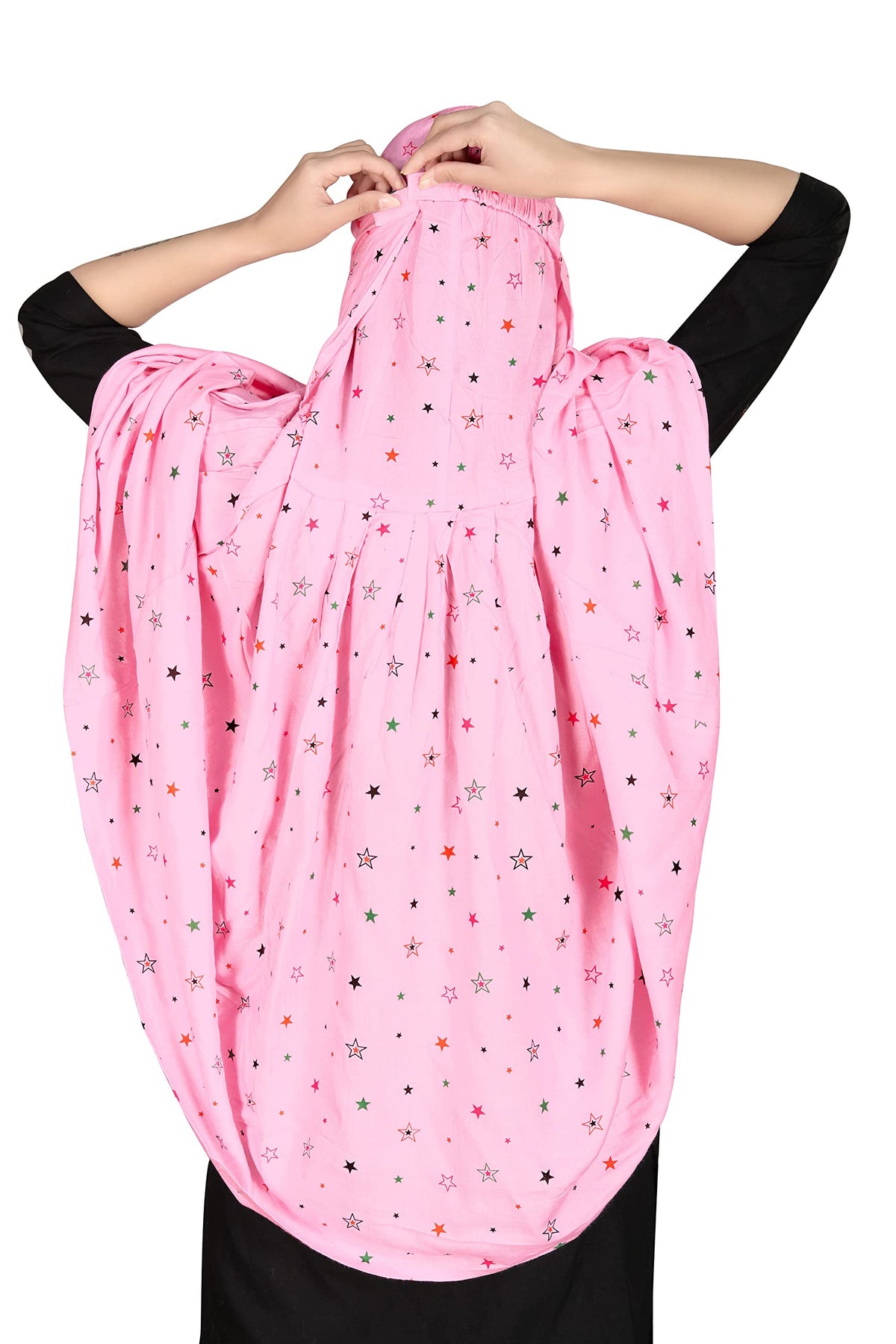 7 season's Women's Cotton Long Scarf Cum Mask for Female Universal Size Usable For Vehicle Driver For Sunlight Uv Protection White Printed Design (Pink-L)